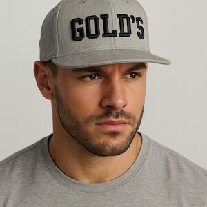 Gold's Gym Men's Gray Snapback Hat Logo Embroidery Adjustable OSFA